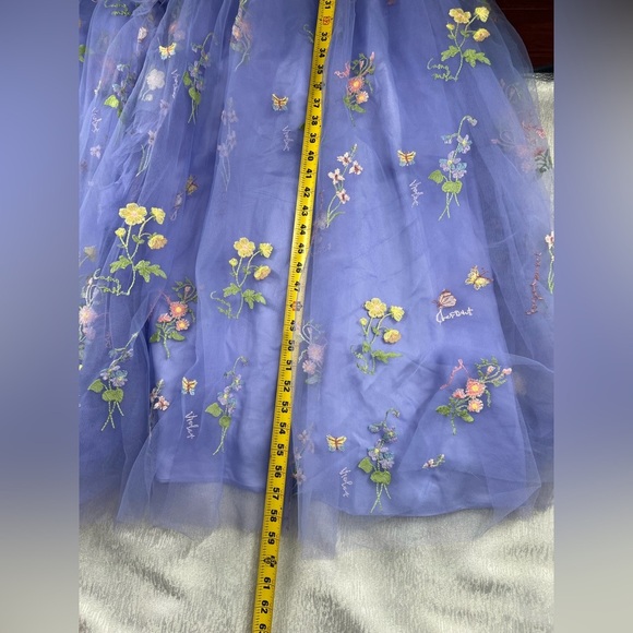 Fairycore formal Spaghetti Strap Floral Embriodered Dress in Purple size 10 NWOT - Picture 12 of 16